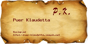 Puer Klaudetta névjegykártya